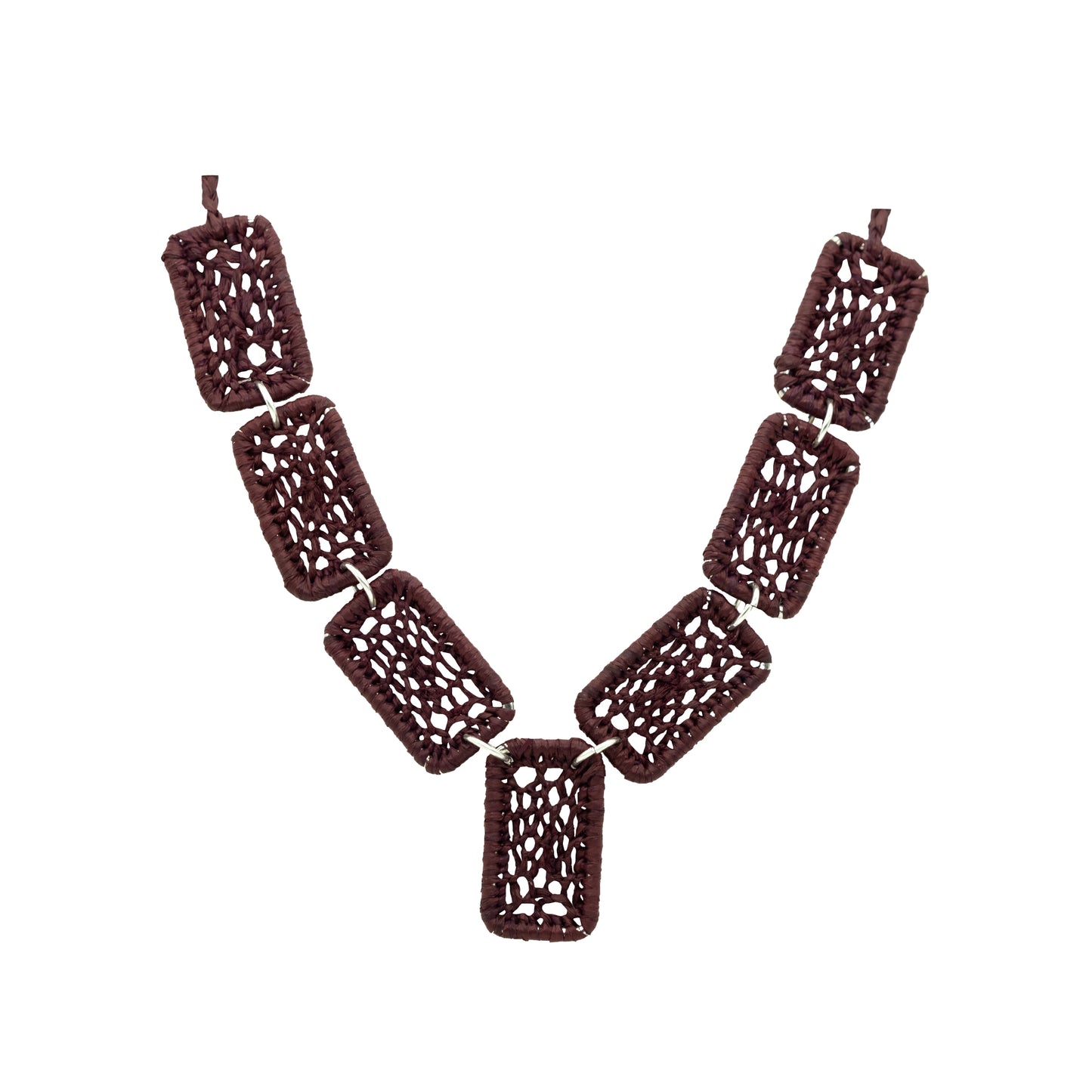 Collier rafia rectangle dentelle PANO