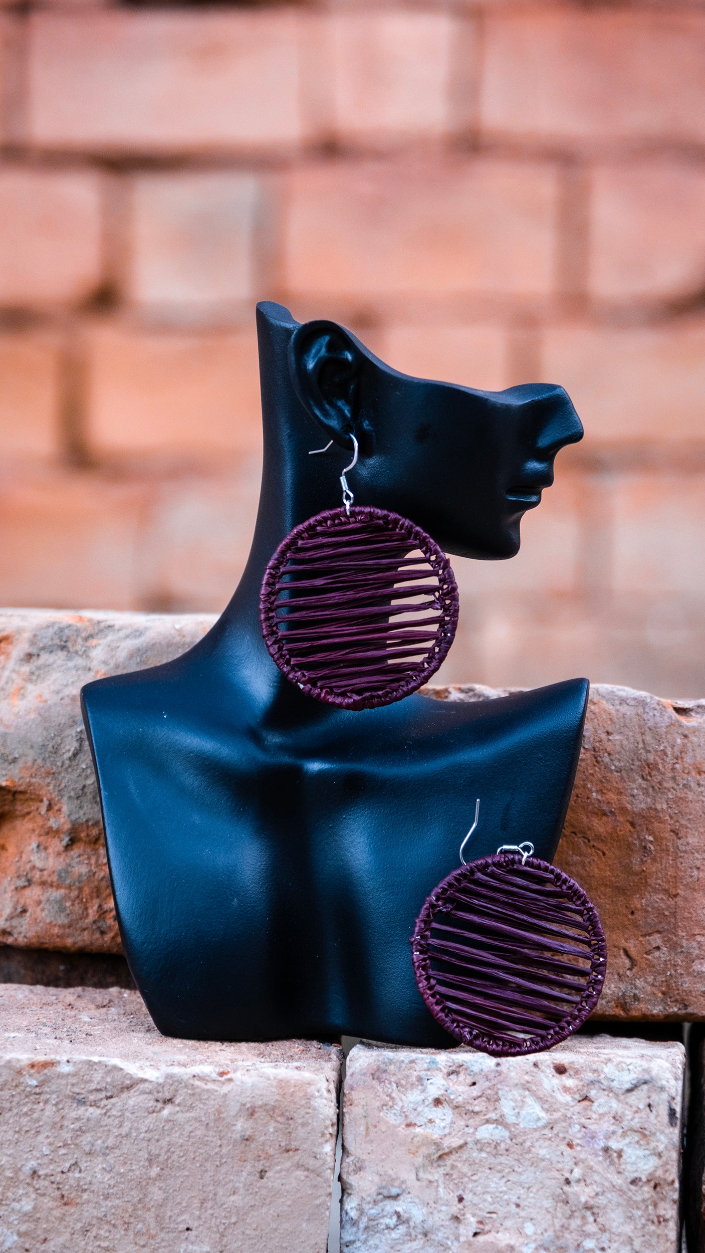 Boucles rafia rondes striées ZEBRA