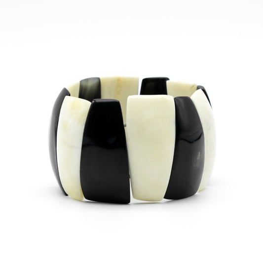 Bracelet os triangulaires alternance blanc large ANA