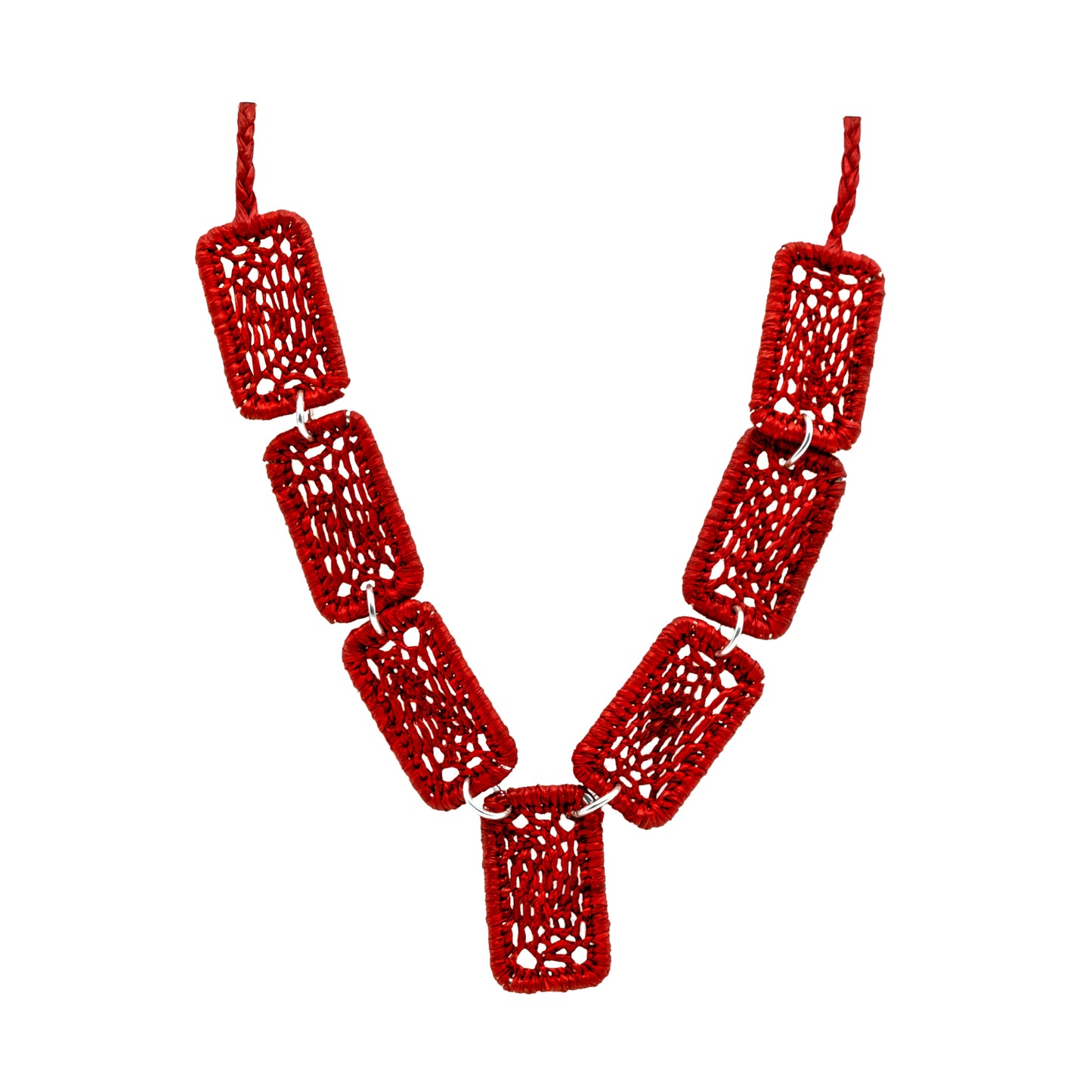 Collier rafia rectangle dentelle PANO