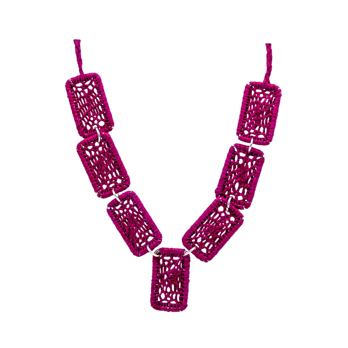 Collier rafia rectangle dentelle PANO