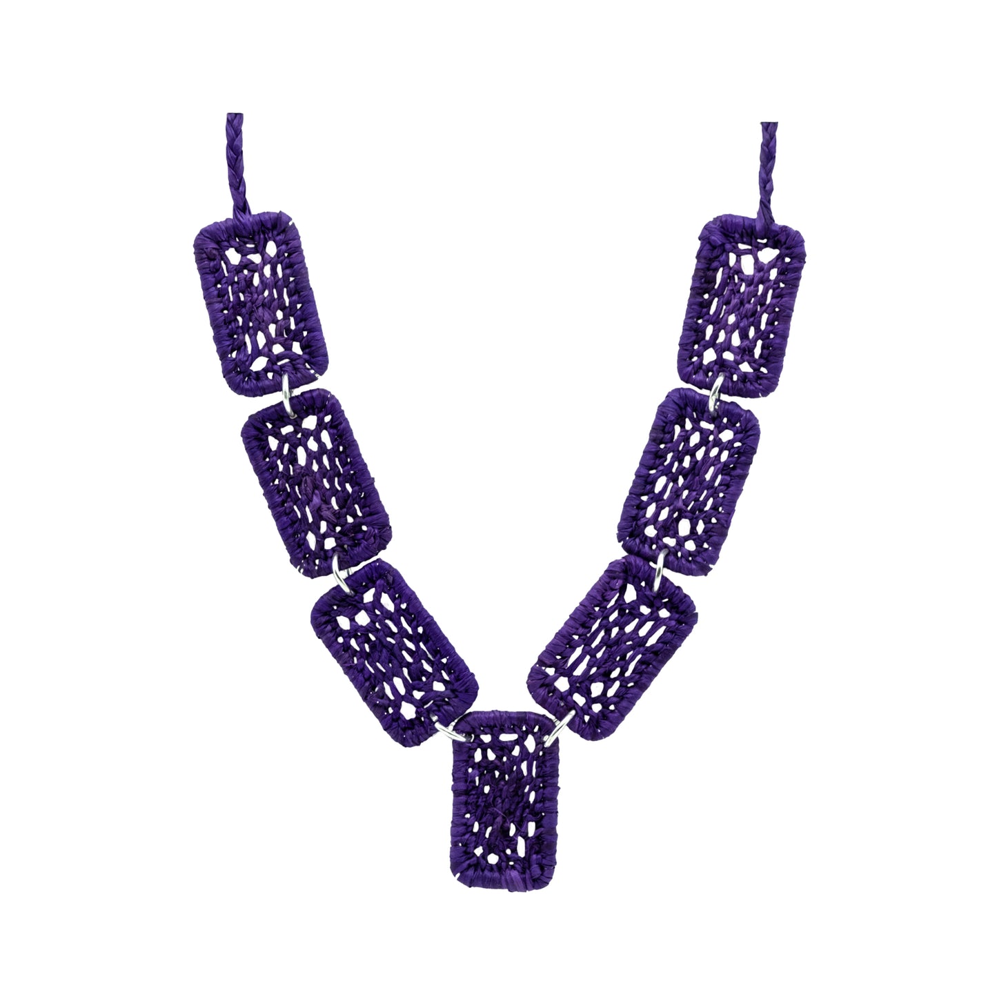 Collier rafia rectangle dentelle PANO