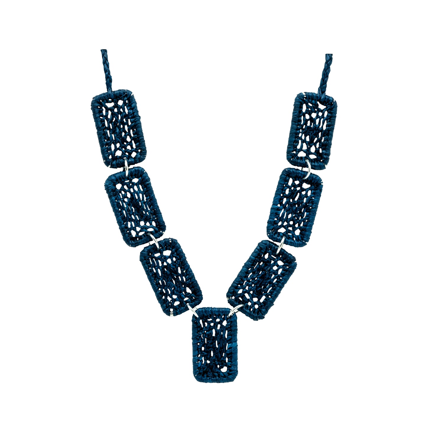 Collier rafia rectangle dentelle PANO