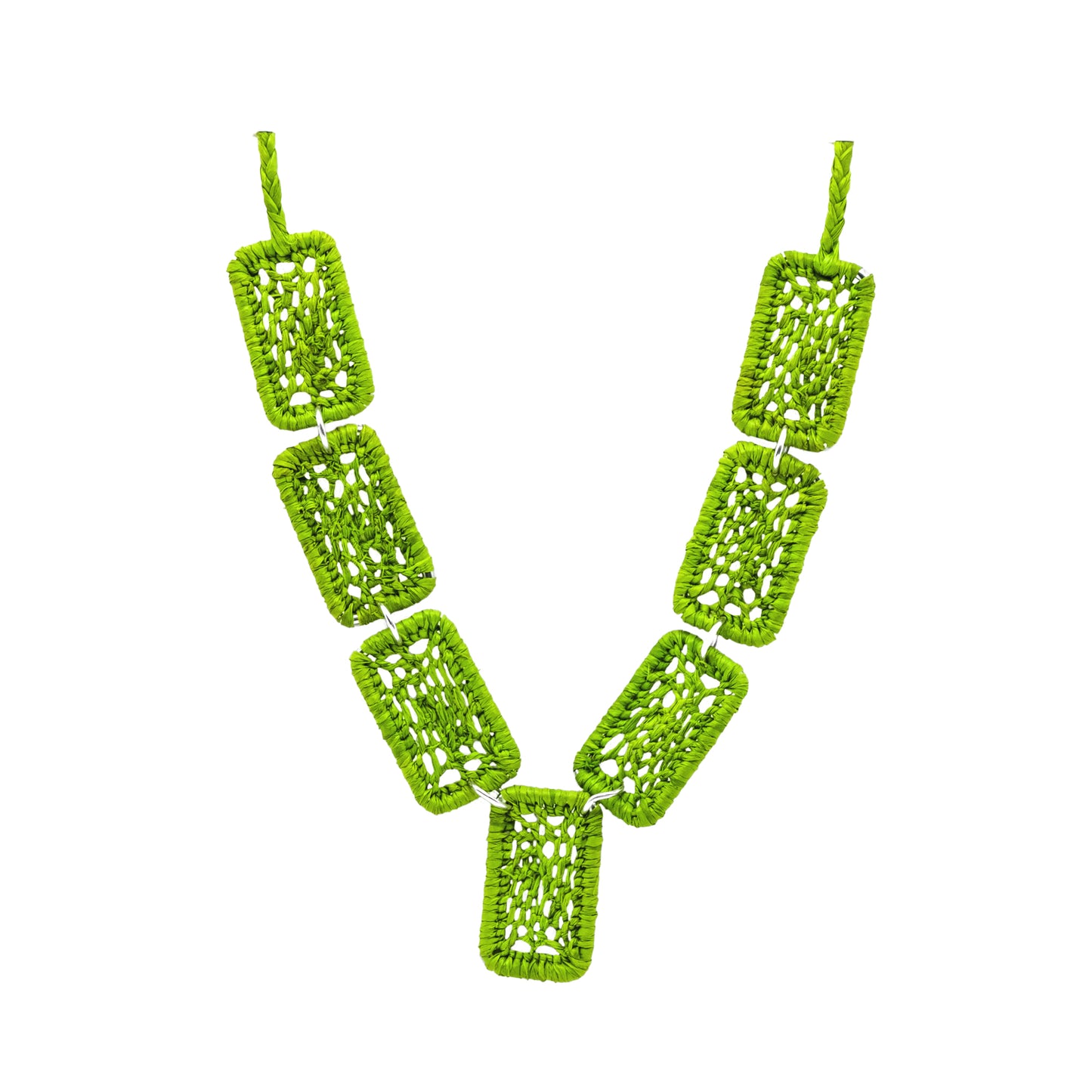 Collier rafia rectangle dentelle PANO