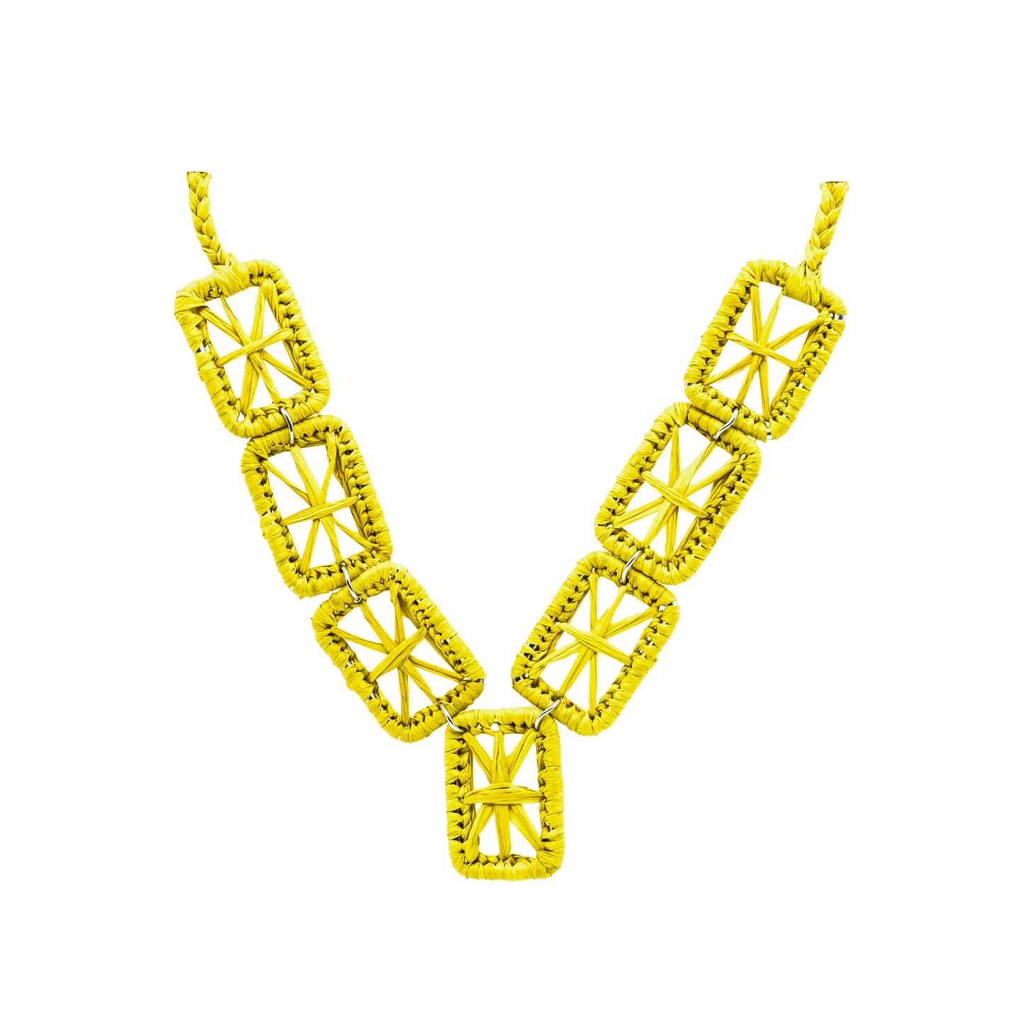 Collier rafia rectangle dentelle PANO