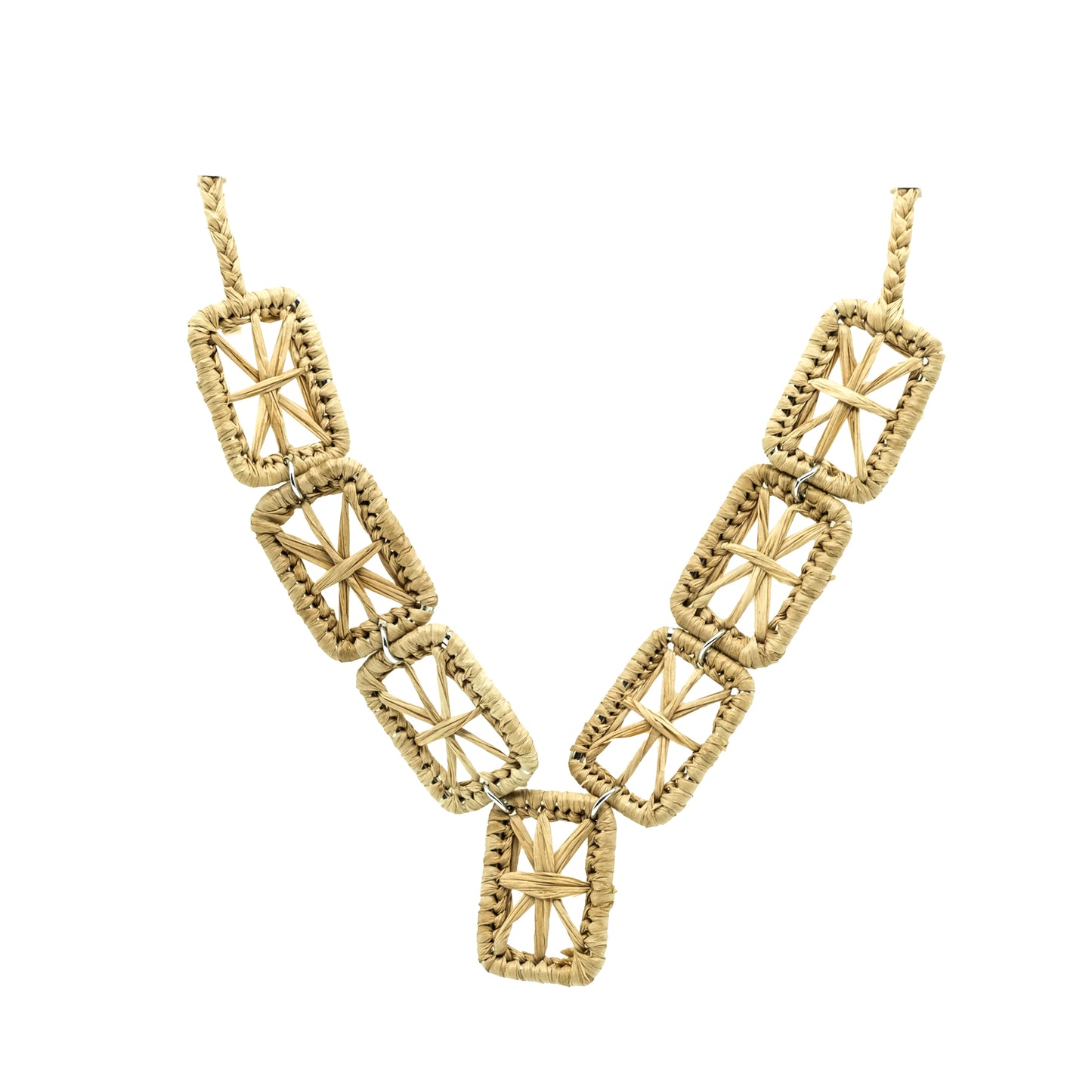 Collier rafia rectangle étoile RINA