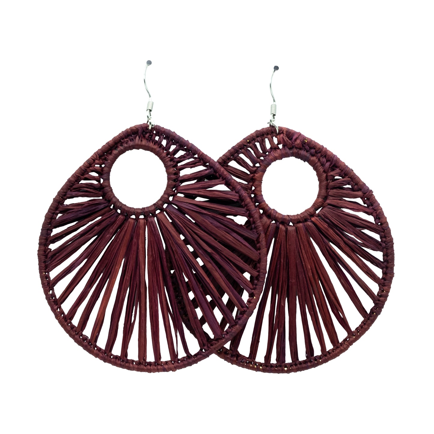 Boucles rafia goutte d’eau striée trouée ALA