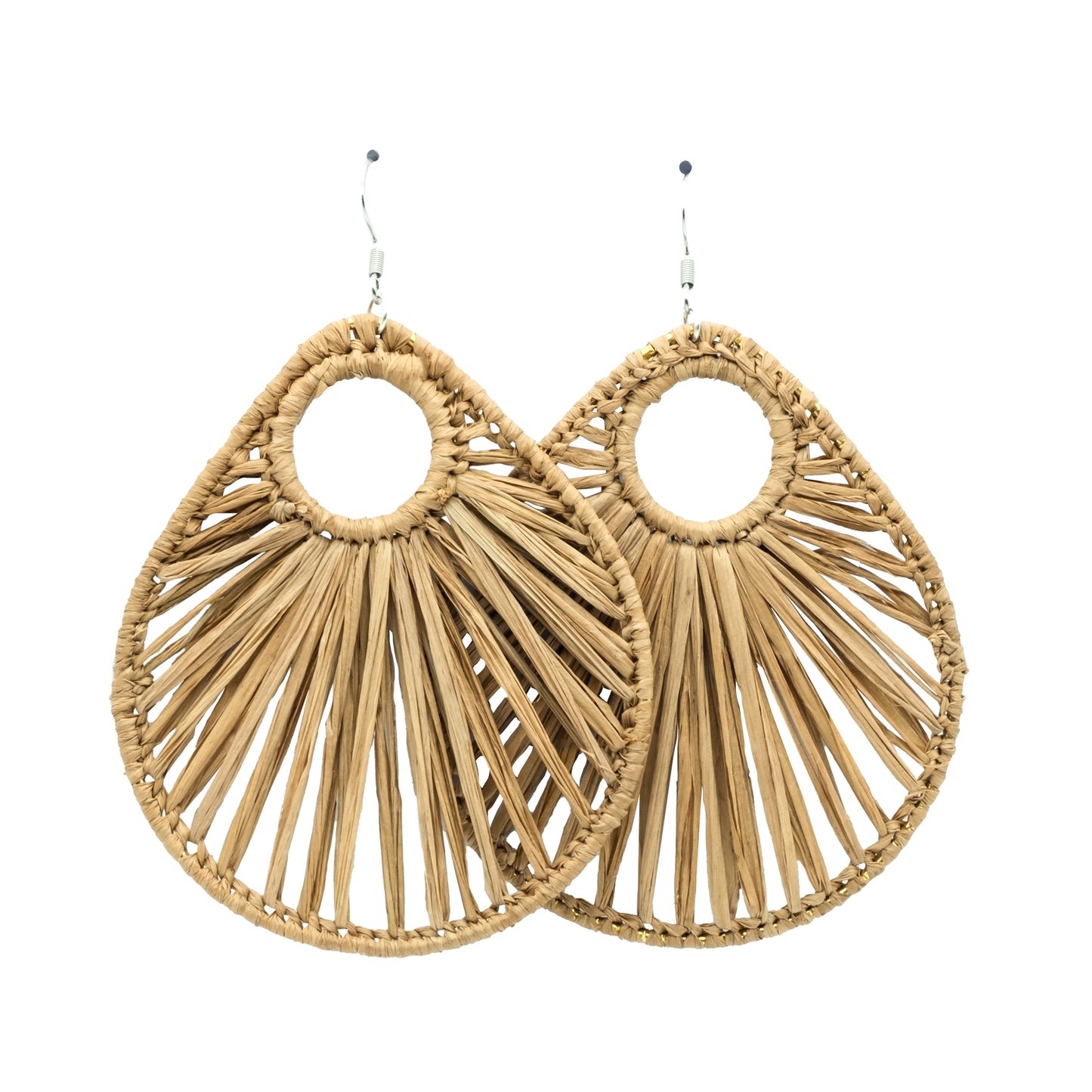 Boucles rafia goutte d’eau striée trouée ALA