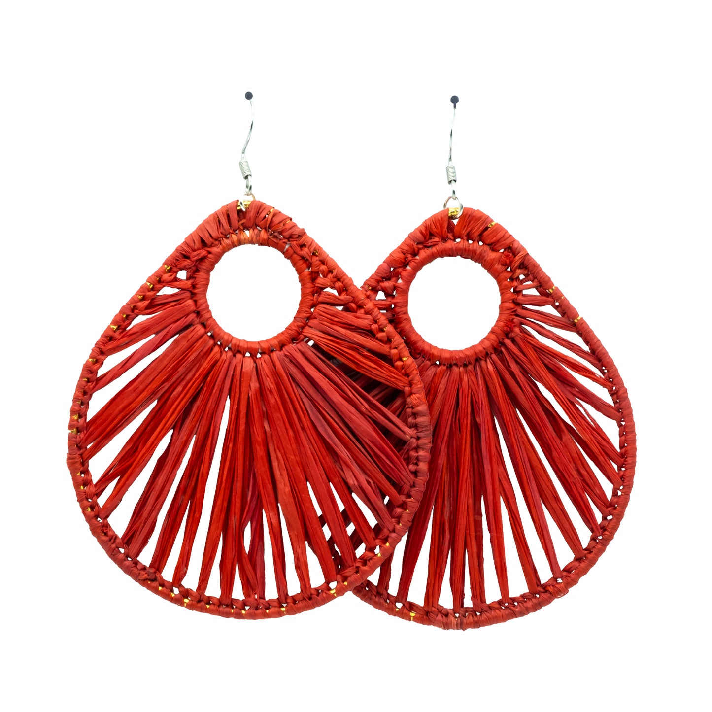 Boucles rafia goutte d’eau striée trouée ALA