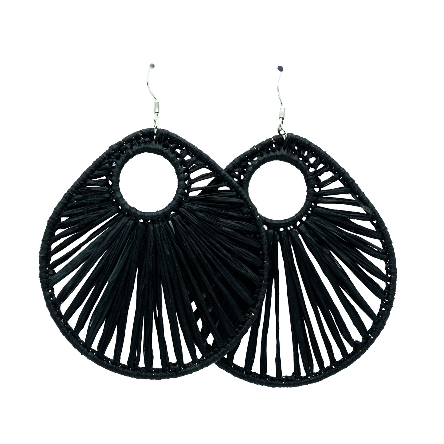 Boucles rafia goutte d’eau striée trouée ALA