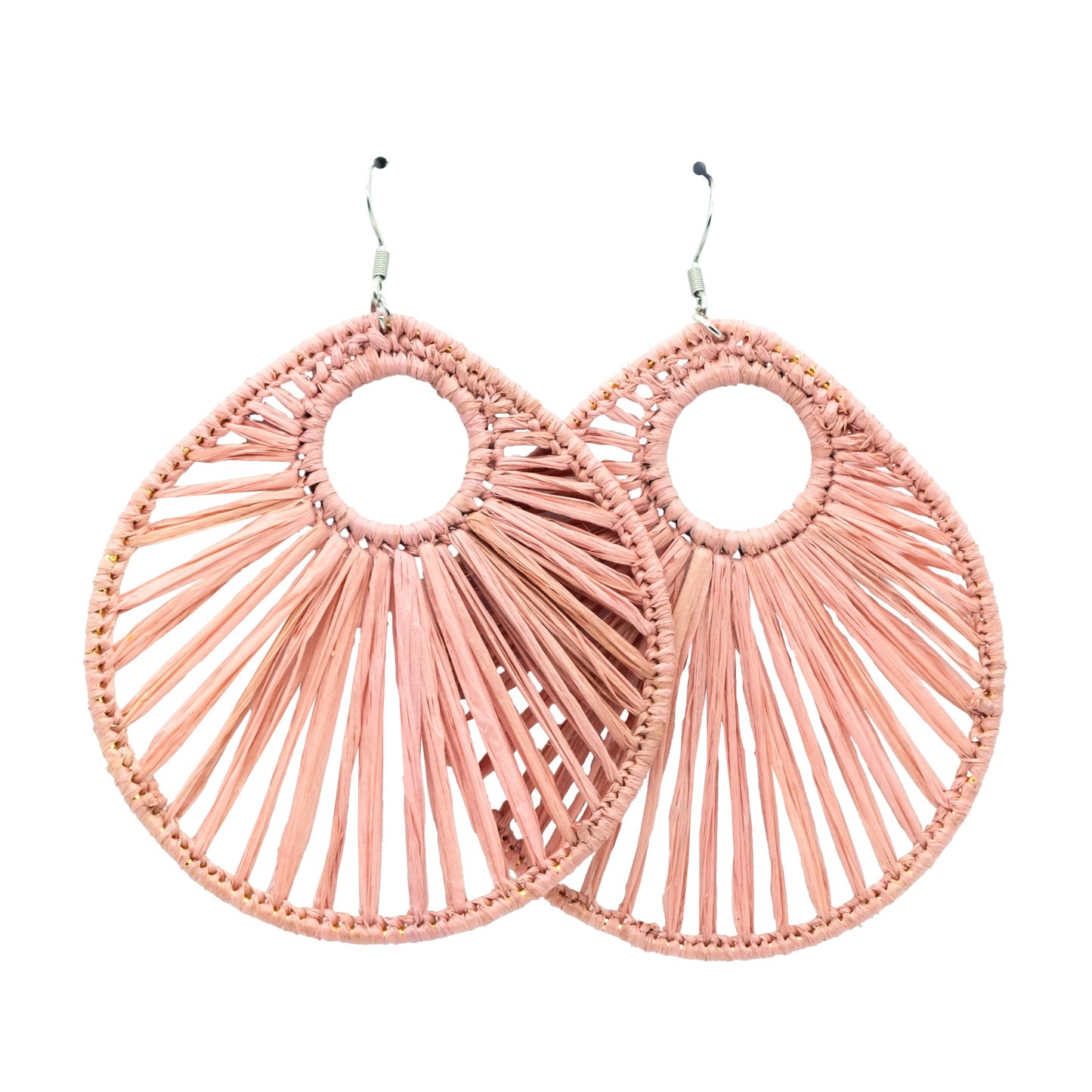 Boucles rafia goutte d’eau striée trouée ALA