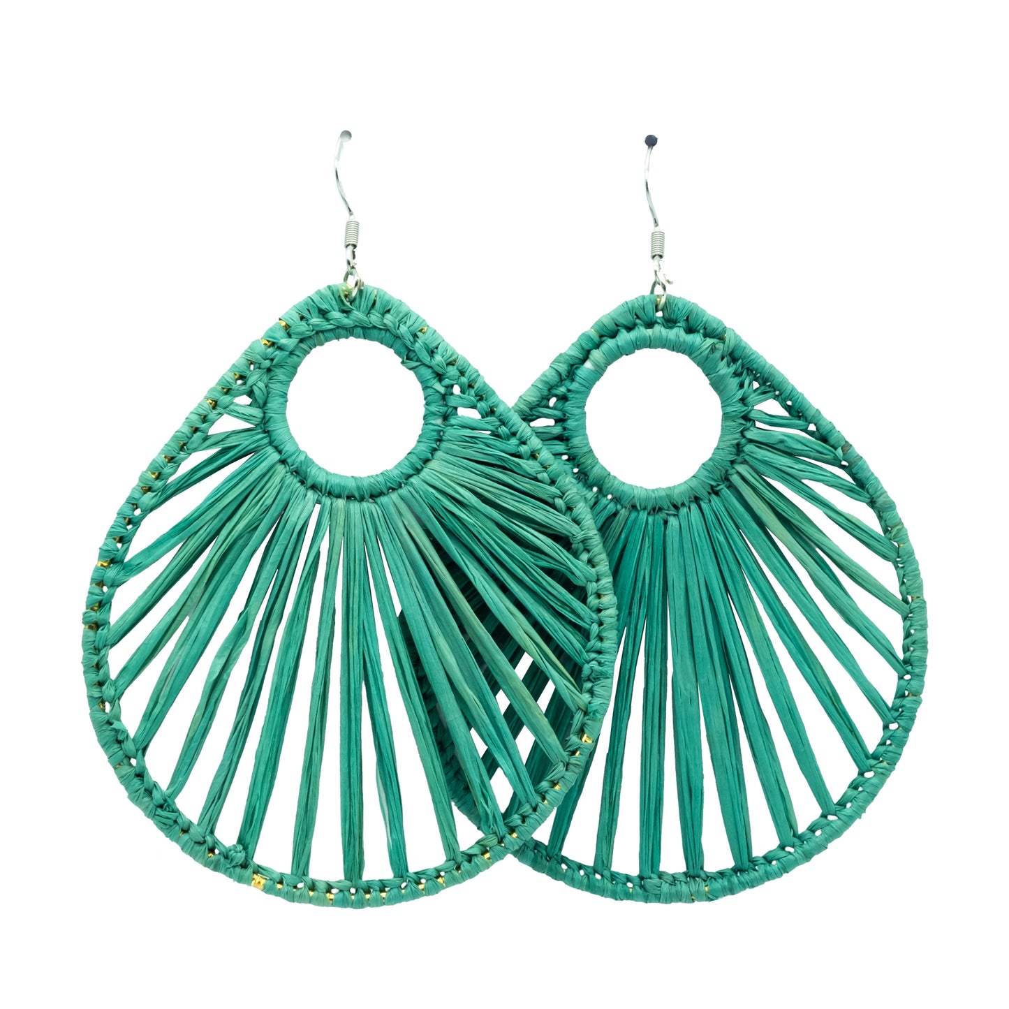 Boucles rafia goutte d’eau striée trouée ALA