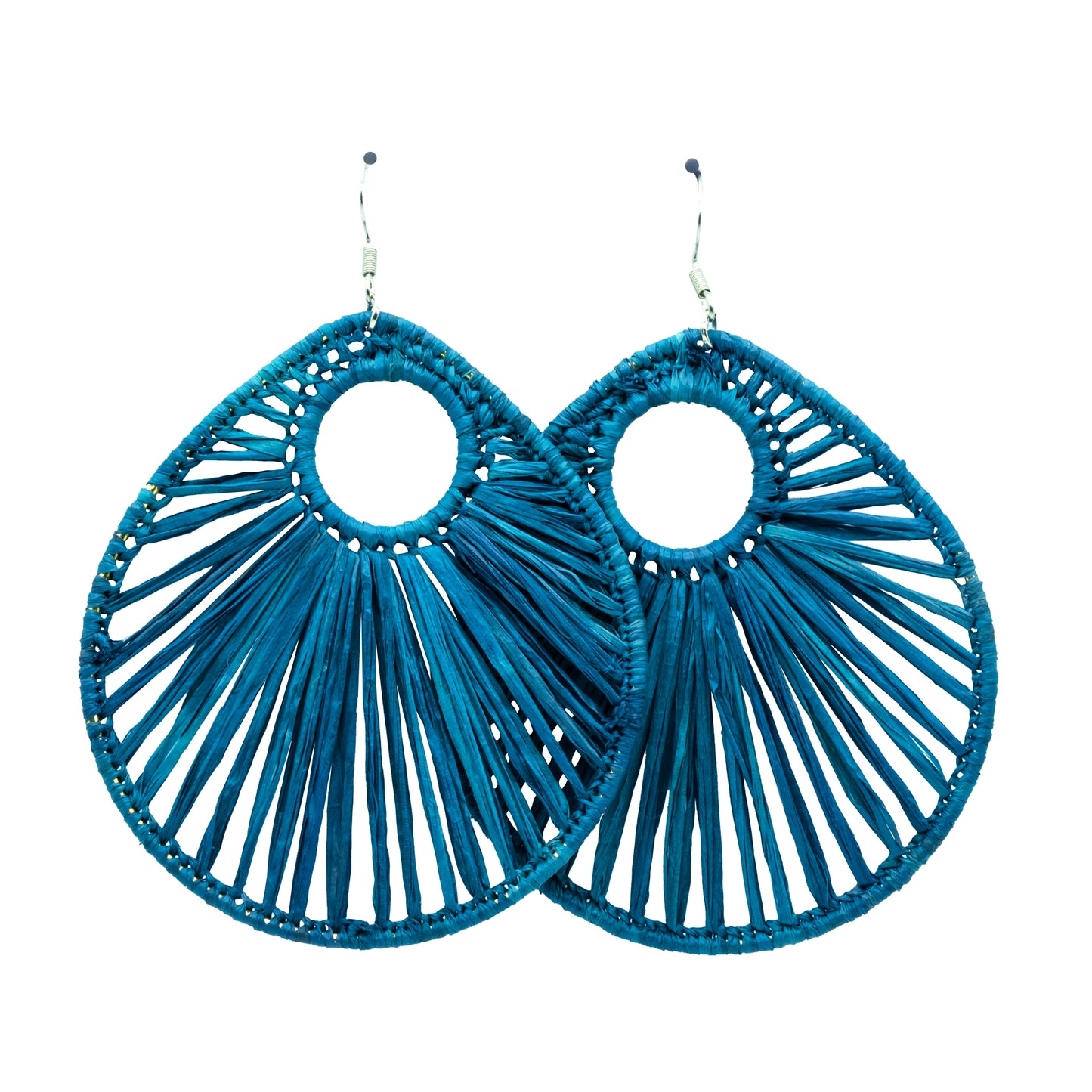 Boucles rafia goutte d’eau striée trouée ALA