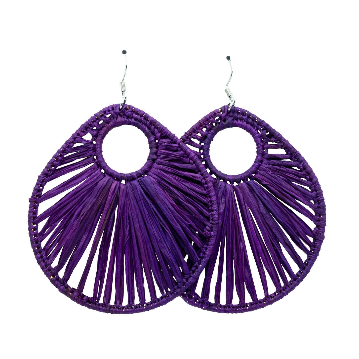 Boucles rafia goutte d’eau striée trouée ALA