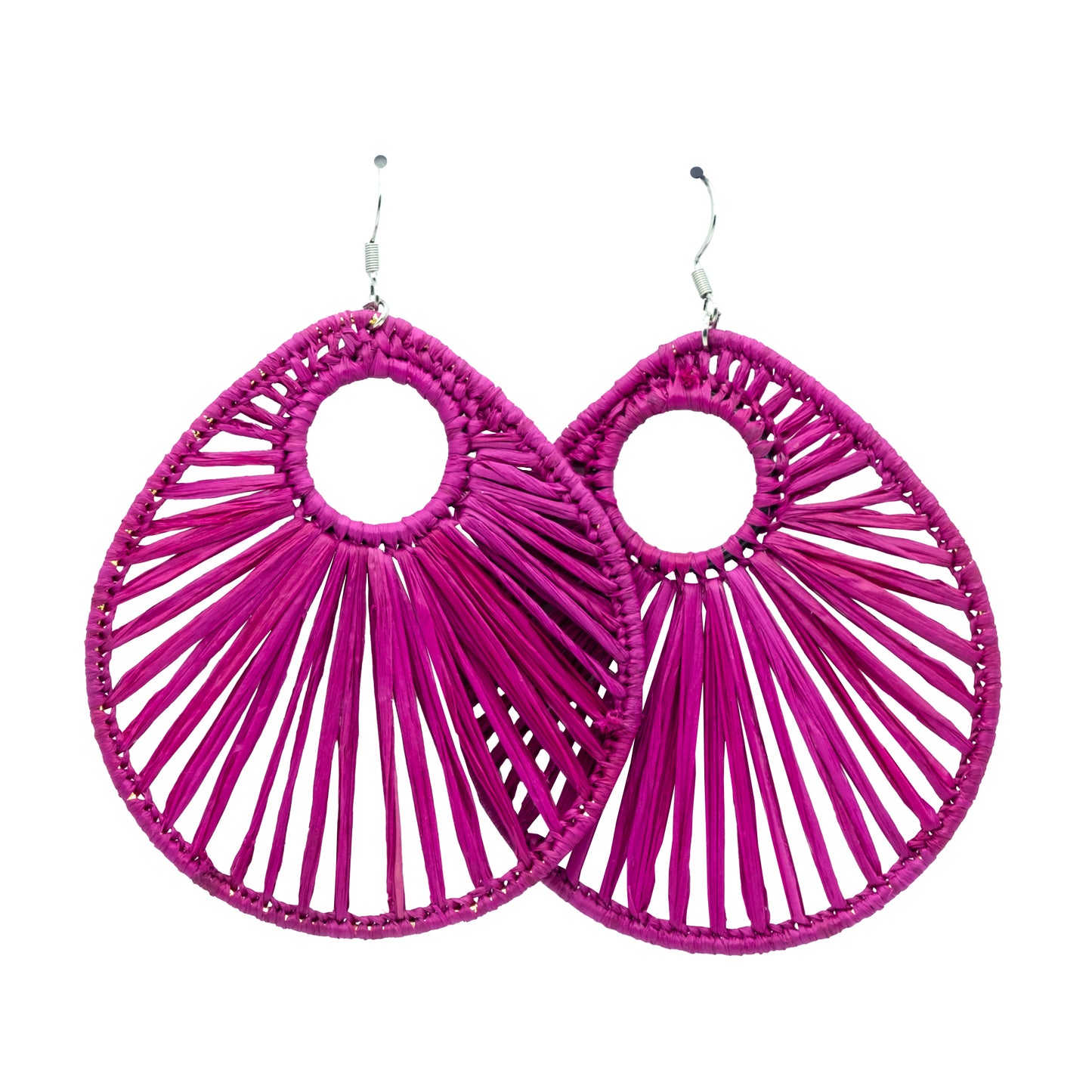 Boucles rafia goutte d’eau striée trouée ALA