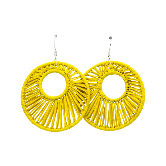 Boucles rafia rondes striées trouées ALA