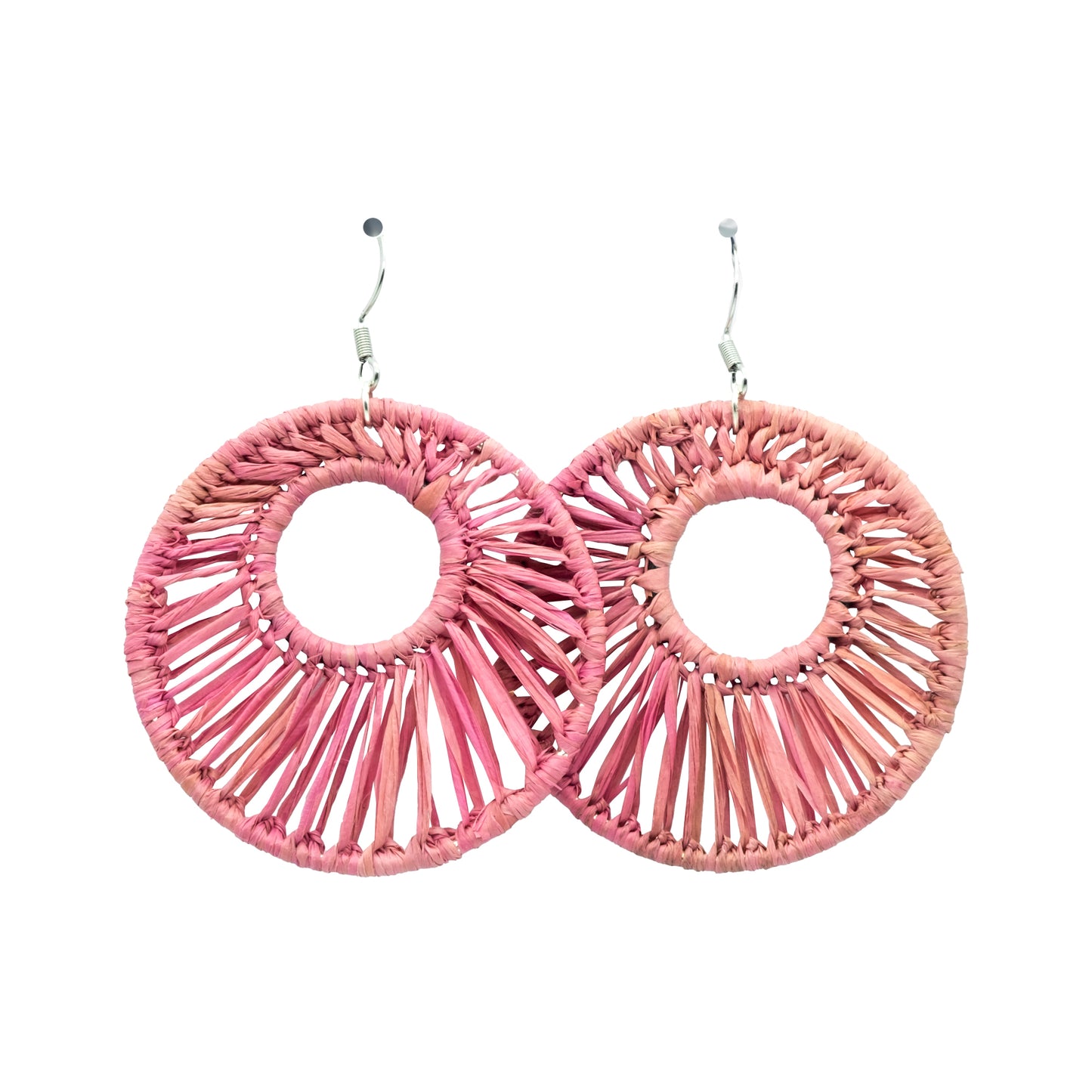 Boucles rafia rondes striées trouées ALA