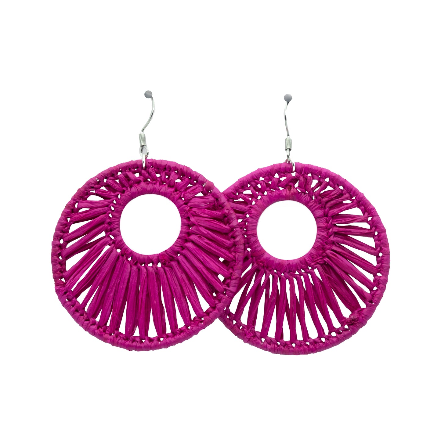 Boucles rafia rondes striées trouées ALA