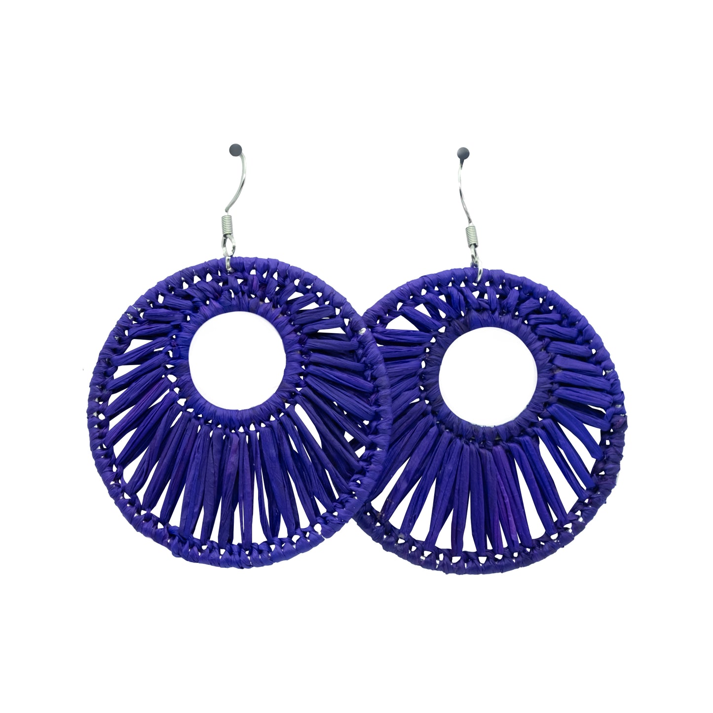 Boucles rafia rondes striées trouées ALA