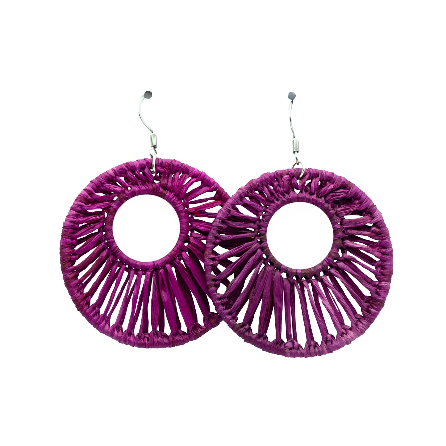 Boucles rafia rondes striées trouées ALA