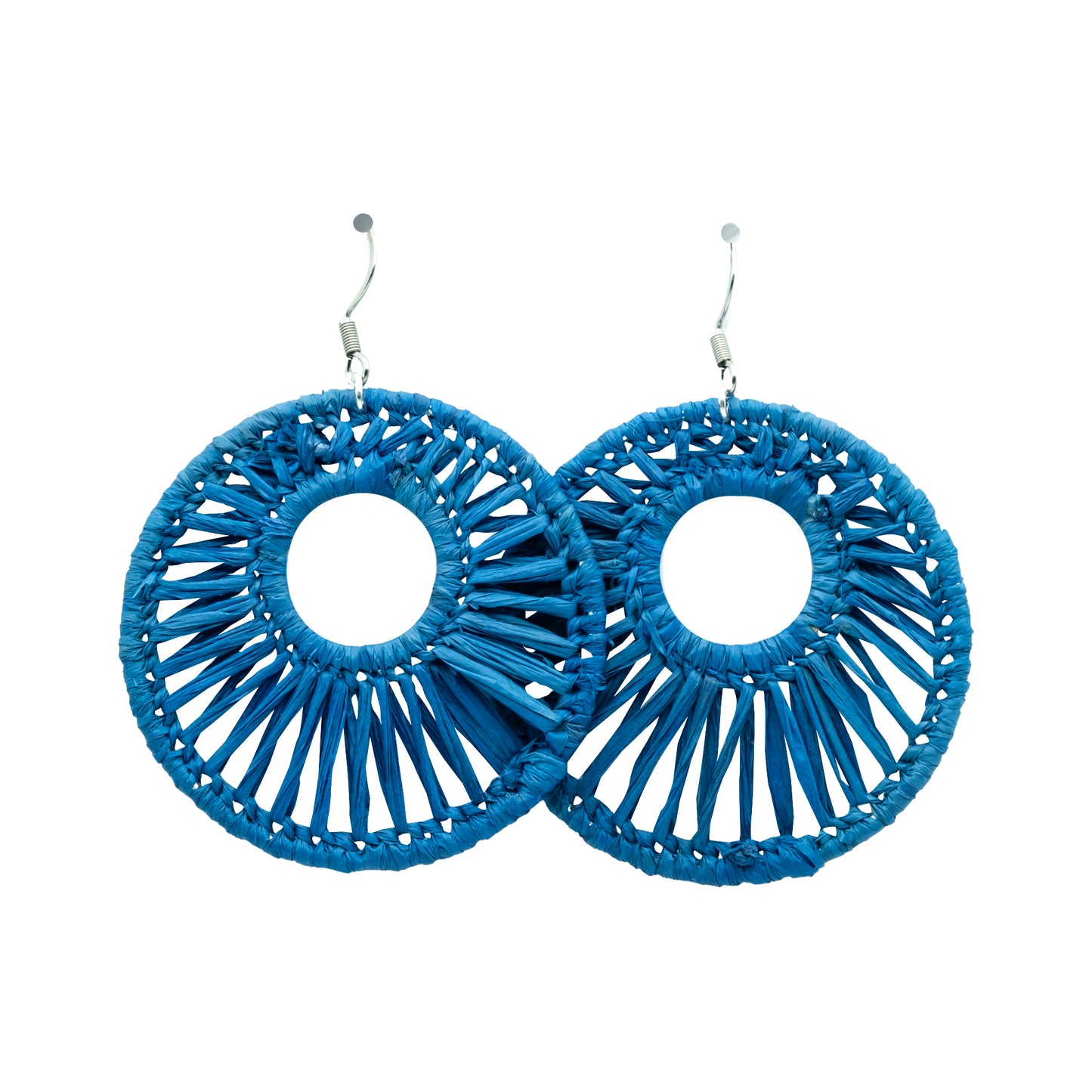 Boucles rafia rondes striées trouées ALA