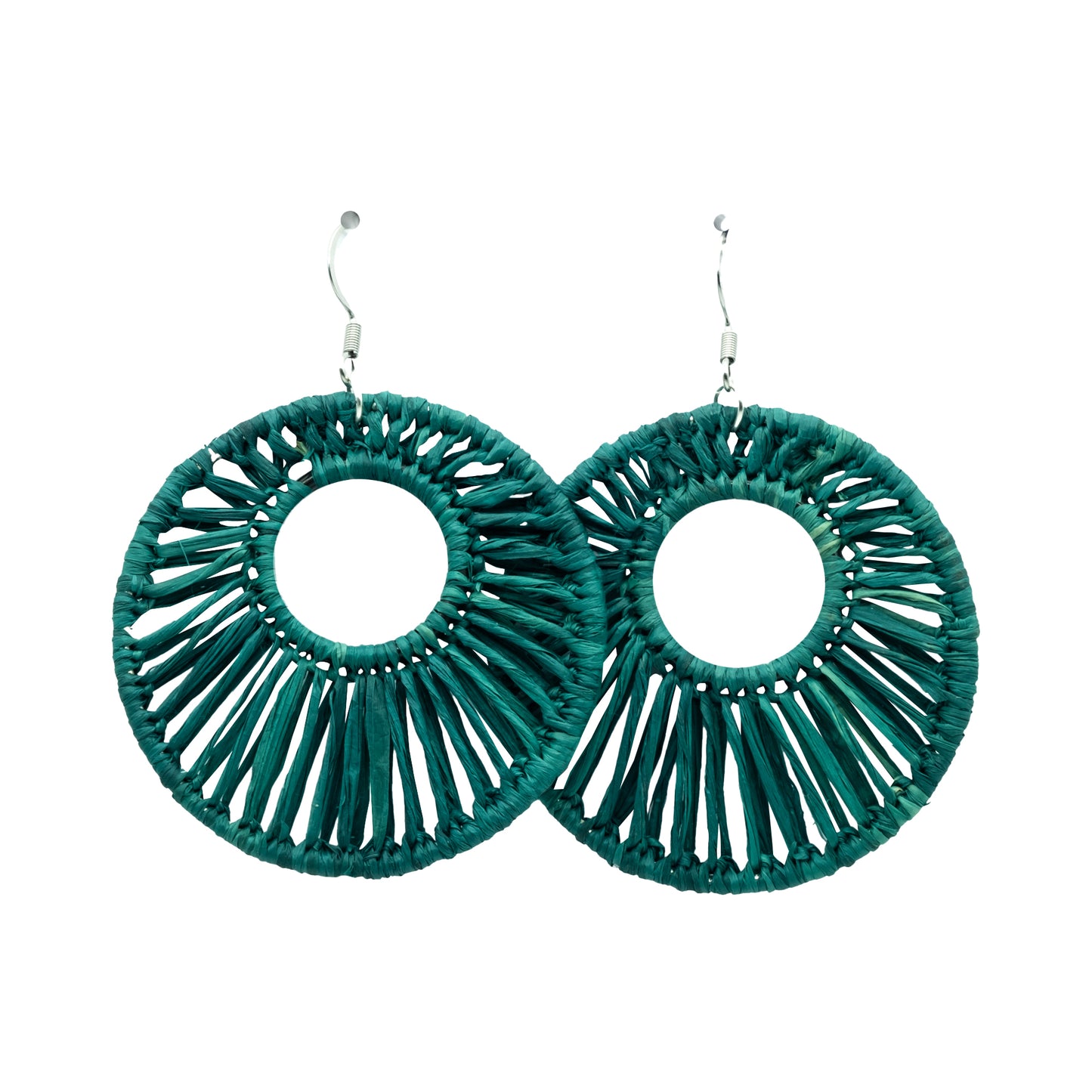 Boucles rafia rondes striées trouées ALA