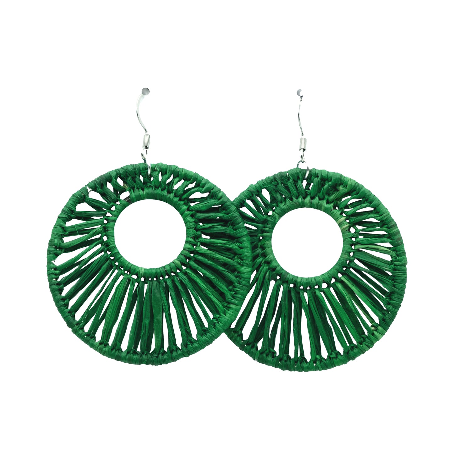 Boucles rafia rondes striées trouées ALA