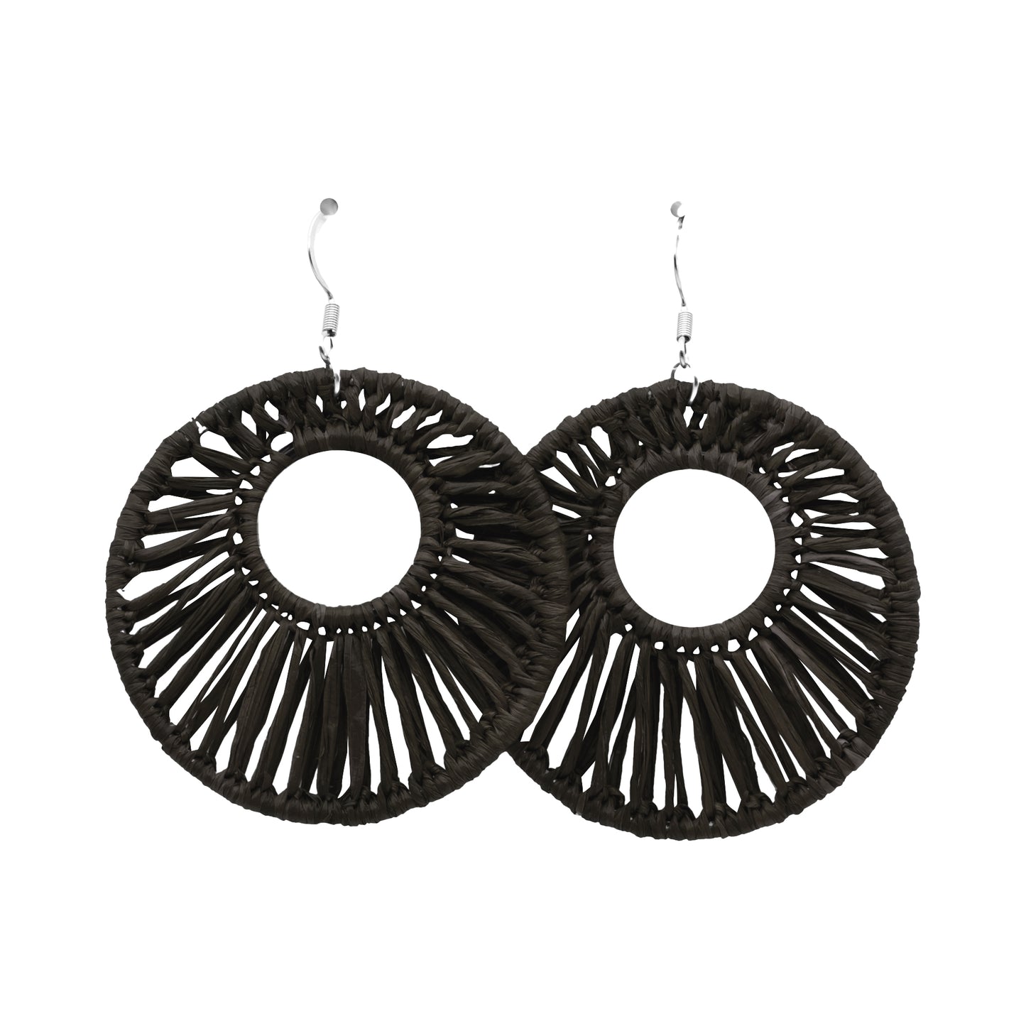 Boucles rafia rondes striées trouées ALA