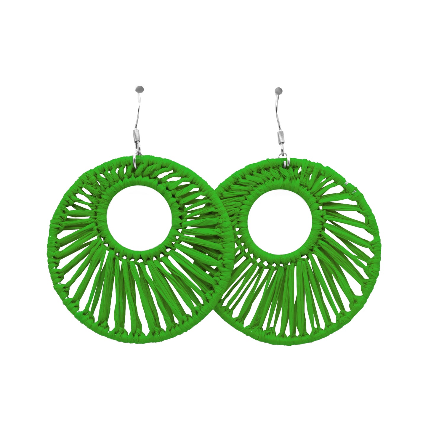 Boucles rafia rondes striées trouées ALA