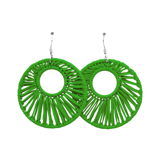 Boucles rafia rondes striées trouées ALA