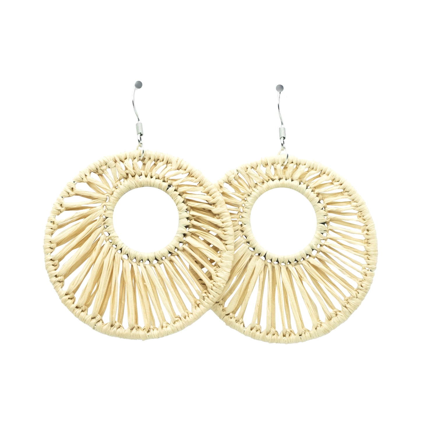 Boucles rafia rondes striées trouées ALA