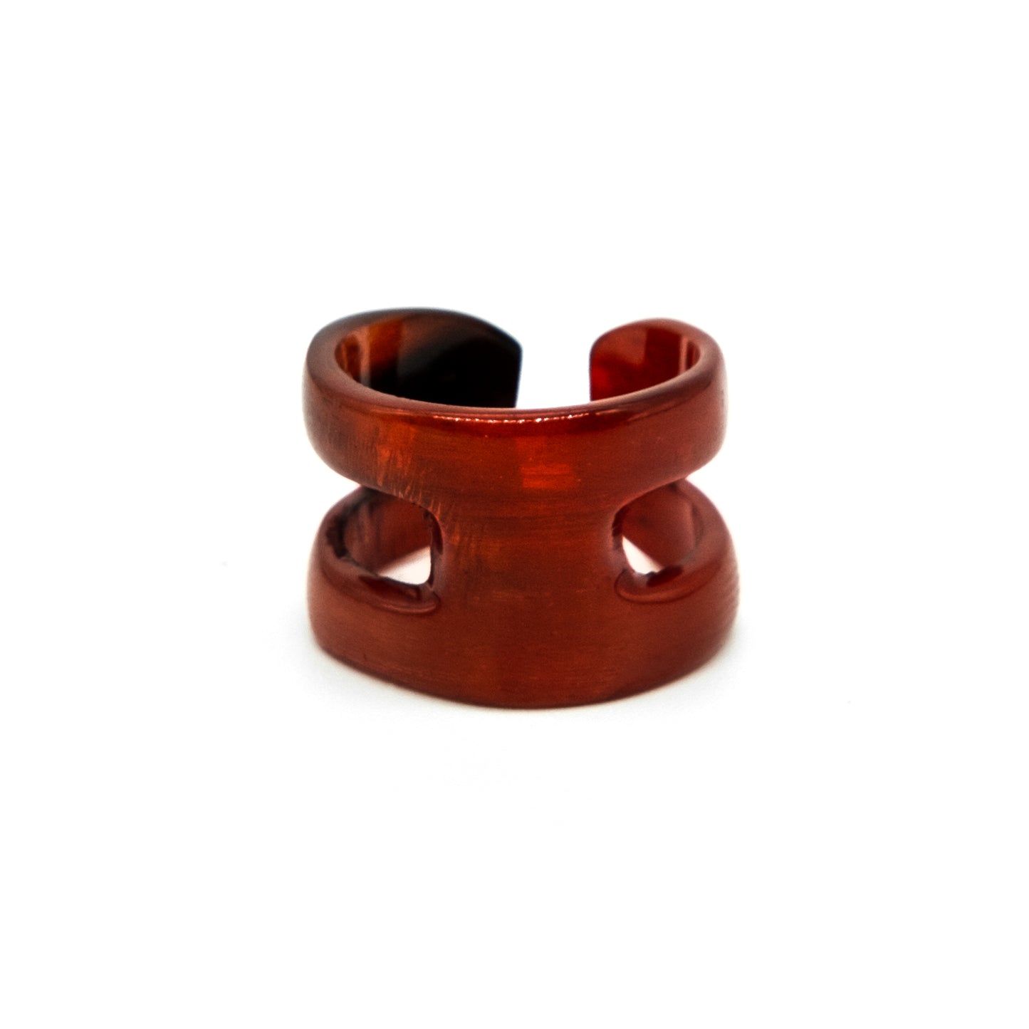 Bague corne rectangle dome ambrée MANGORO