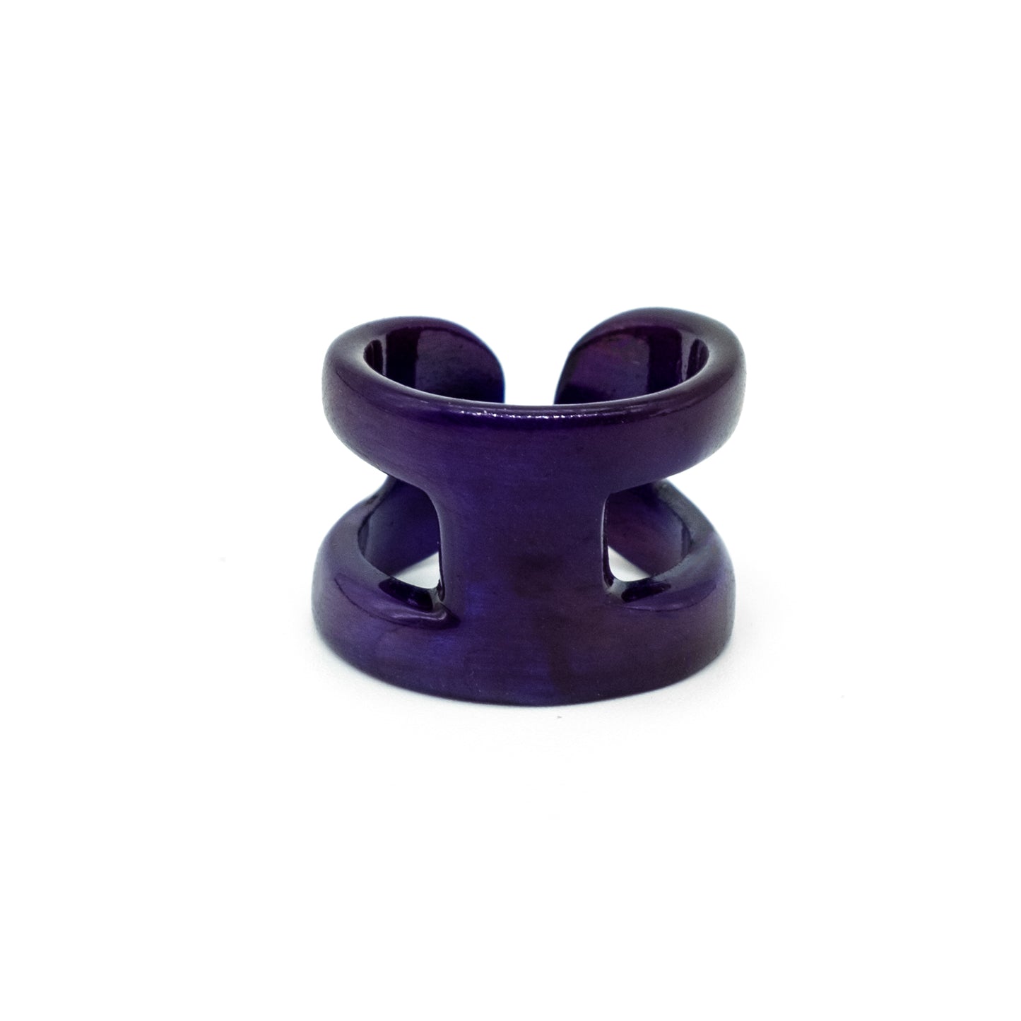 Bague corne rectangle dome ambrée MANGORO