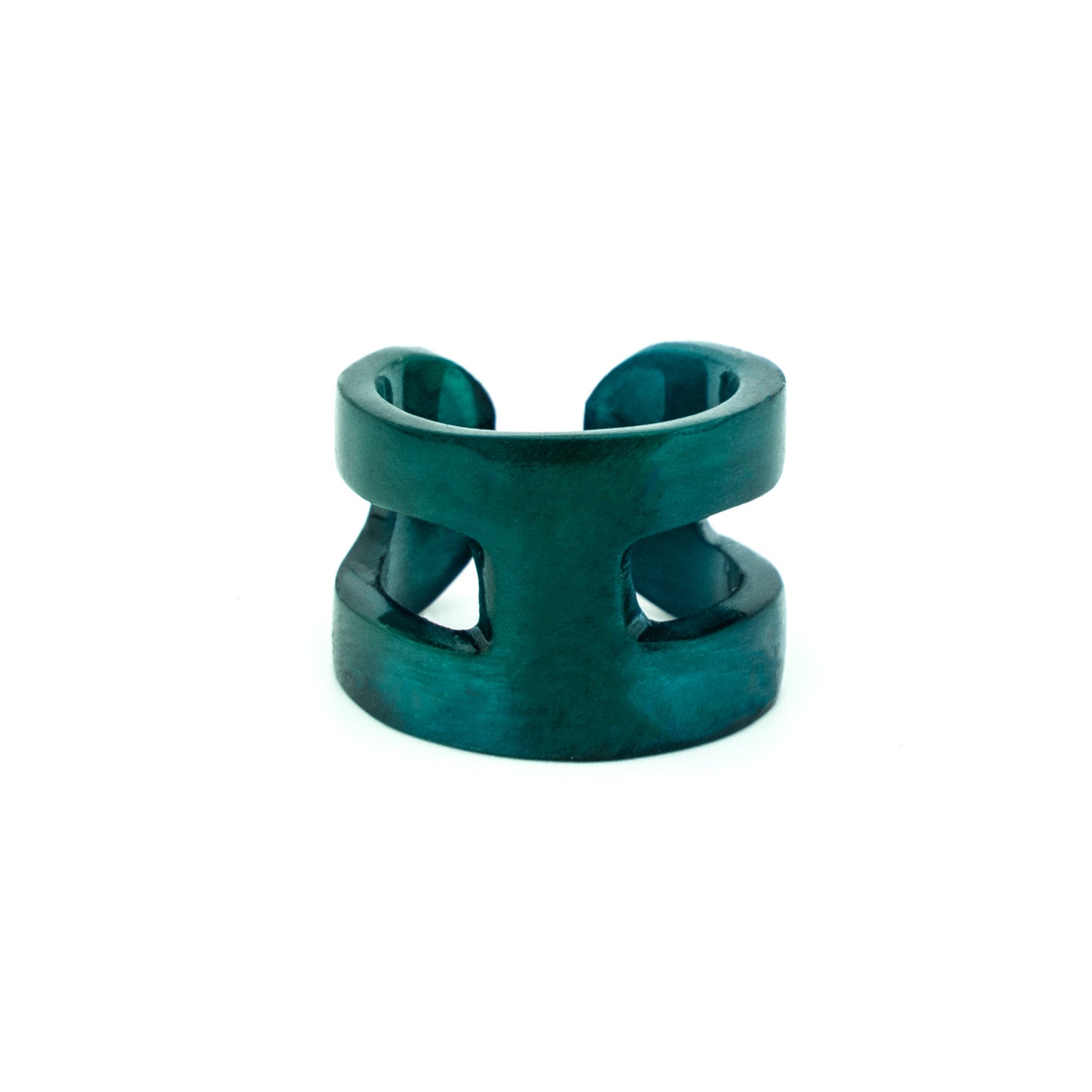 Bague corne rectangle dome ambrée MANGORO