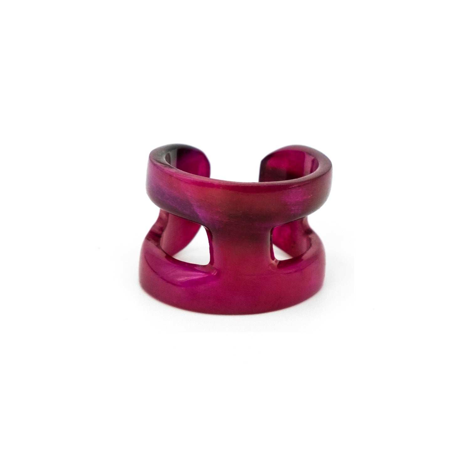 Bague corne rectangle dome ambrée MANGORO