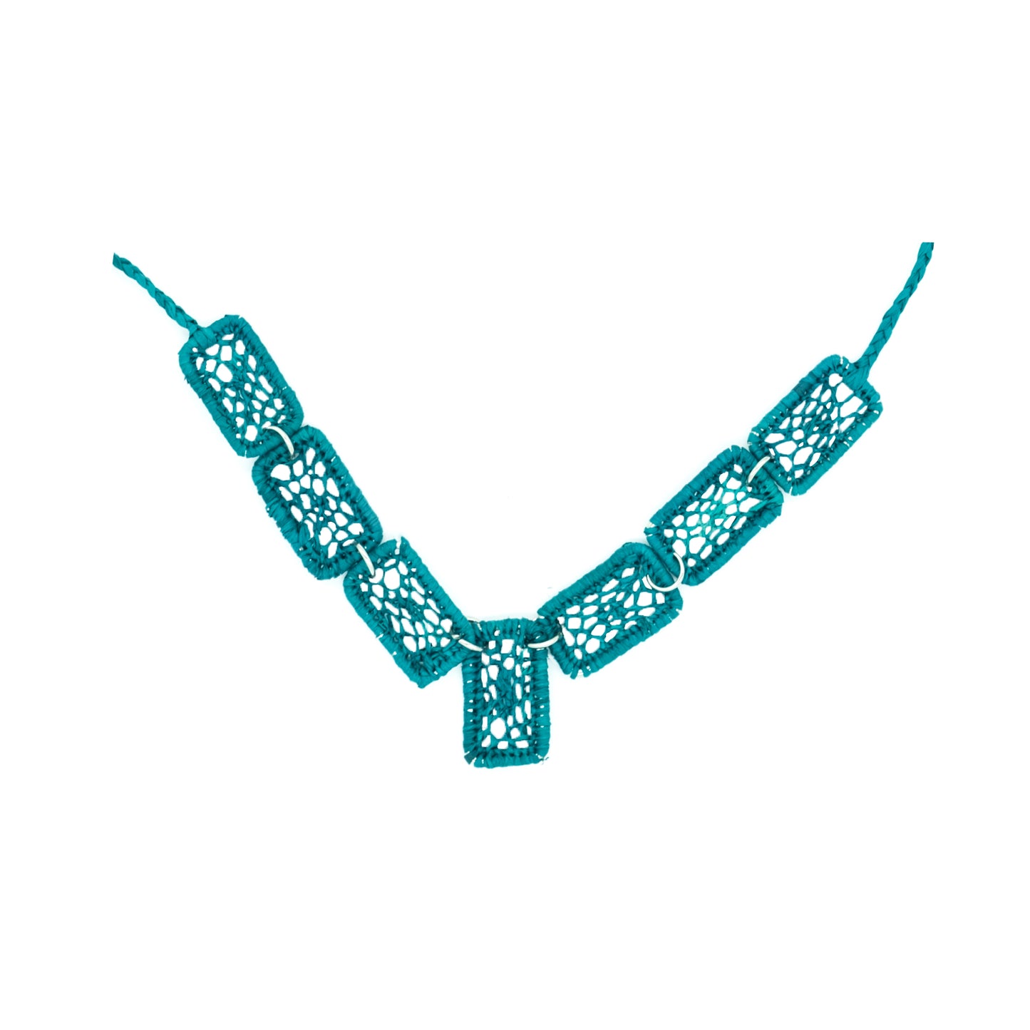 Collier rafia rectangle dentelle PANO