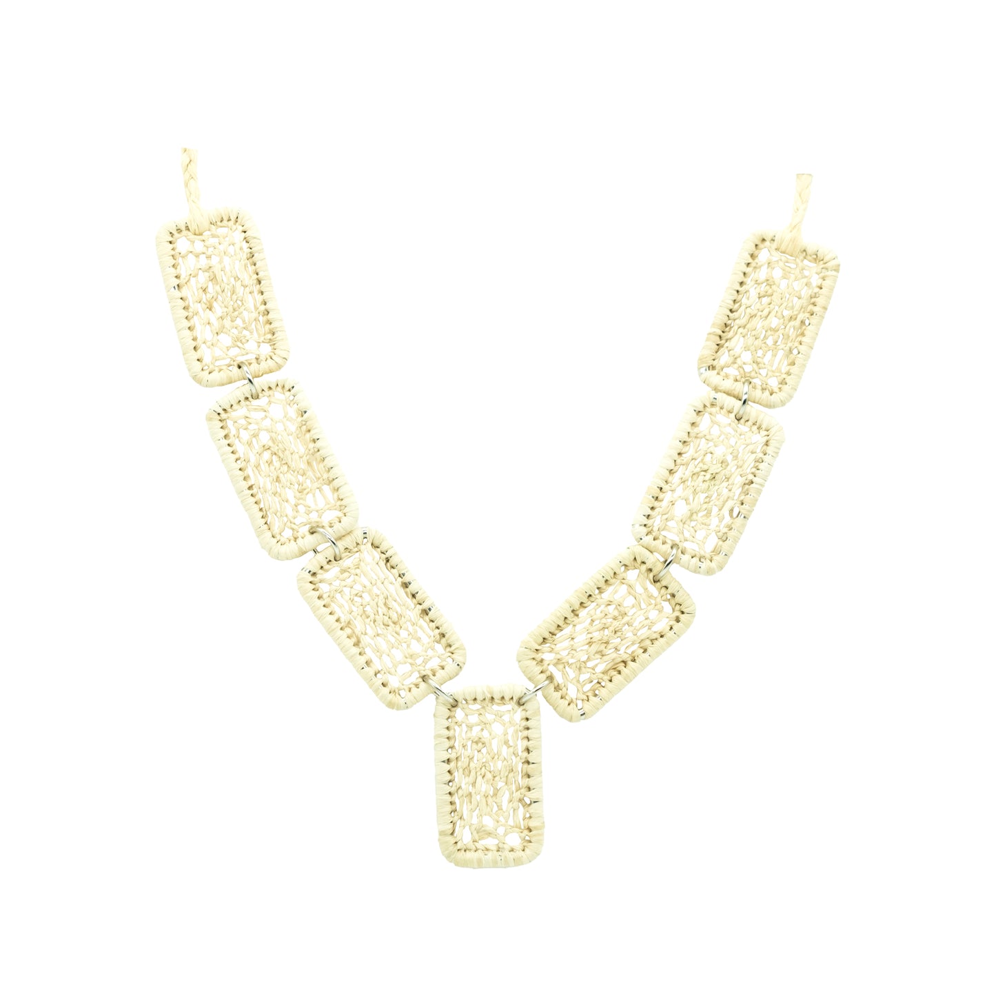 Collier rafia rectangle dentelle PANO