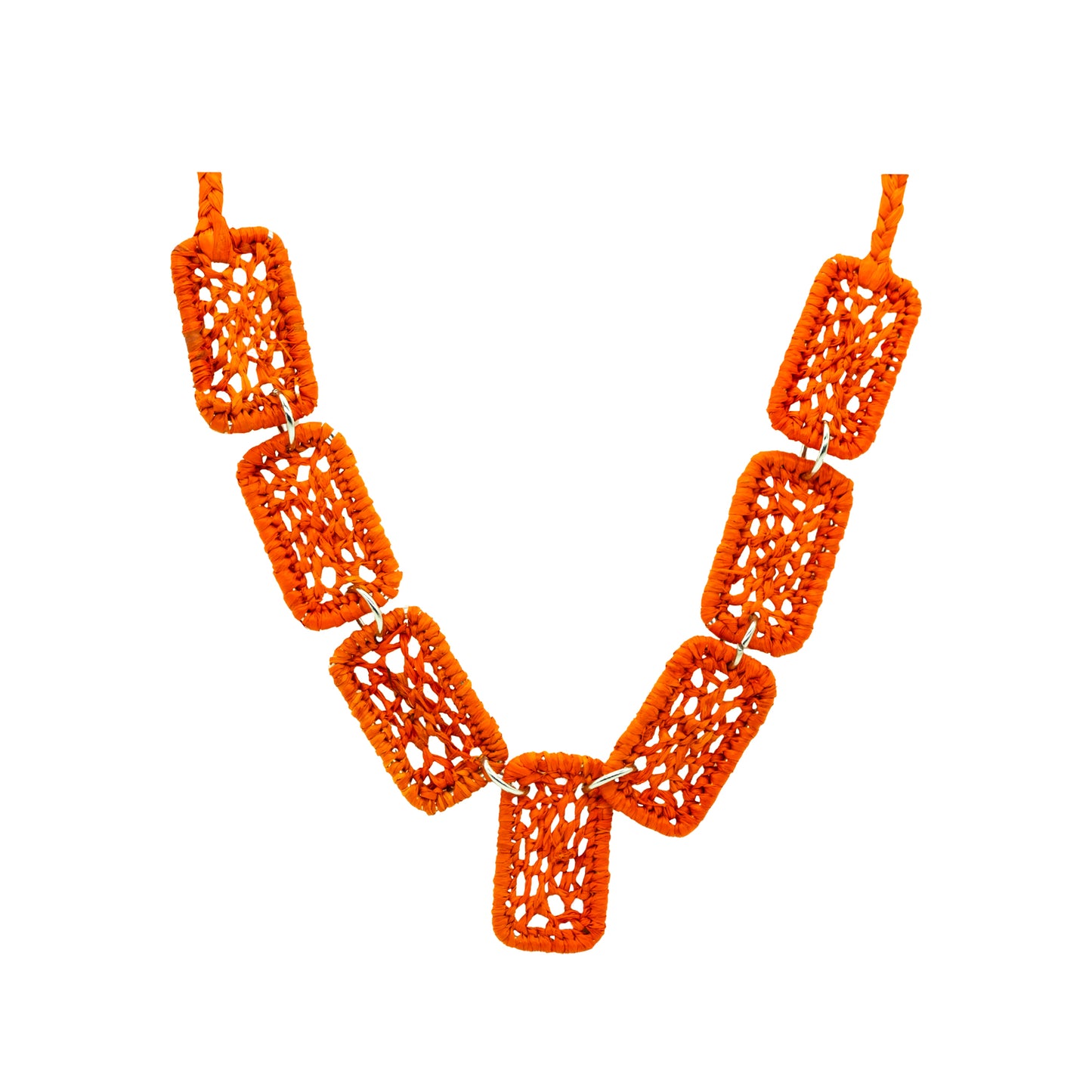 Collier rafia rectangle dentelle PANO