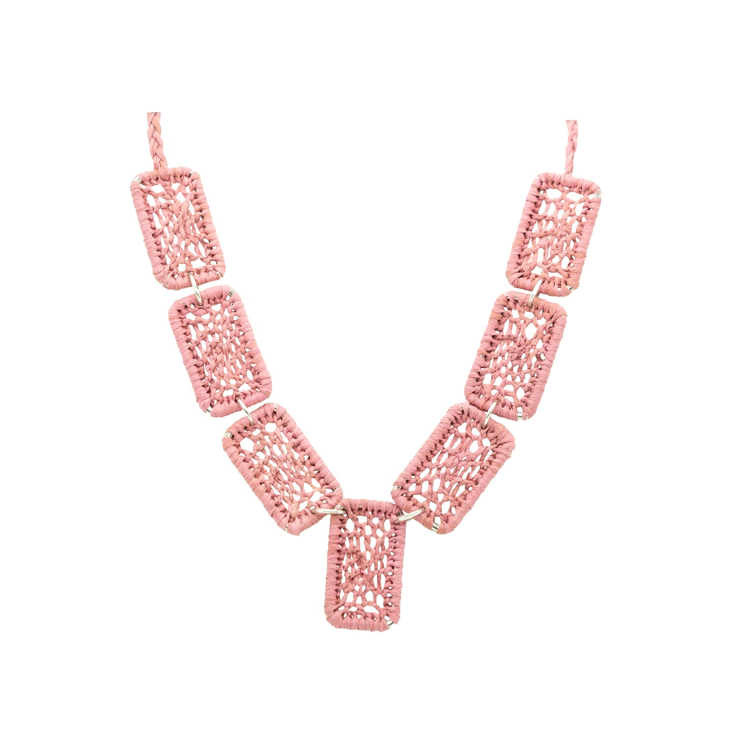 Collier rafia rectangle dentelle PANO