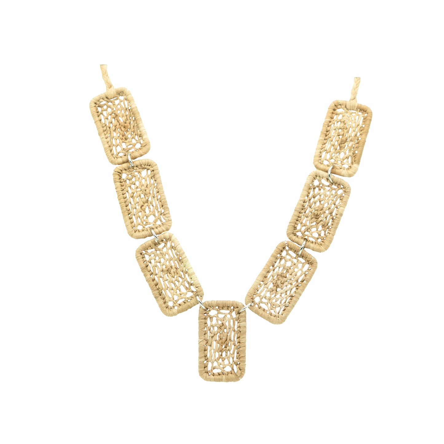 Collier rafia rectangle dentelle PANO