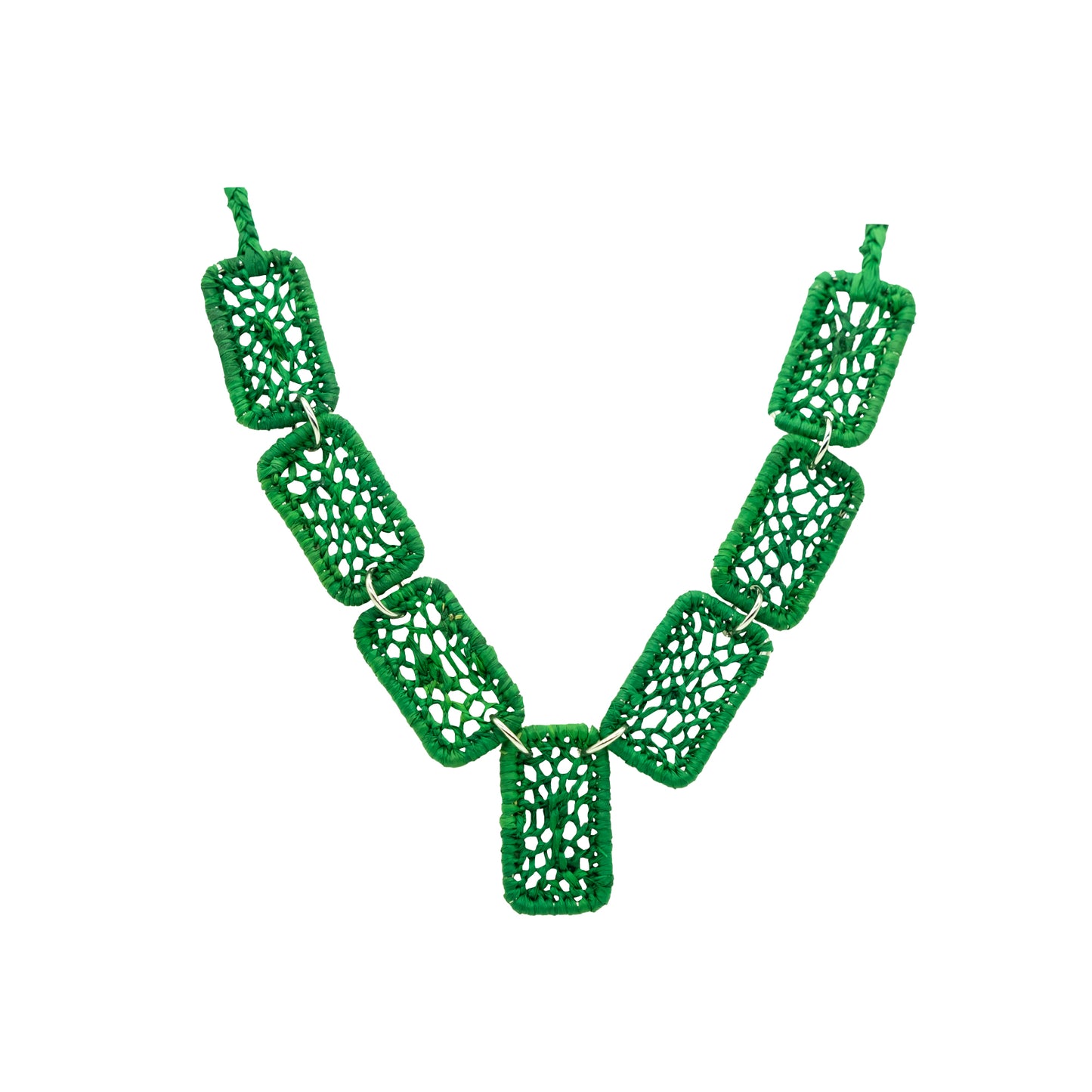 Collier rafia rectangle dentelle PANO