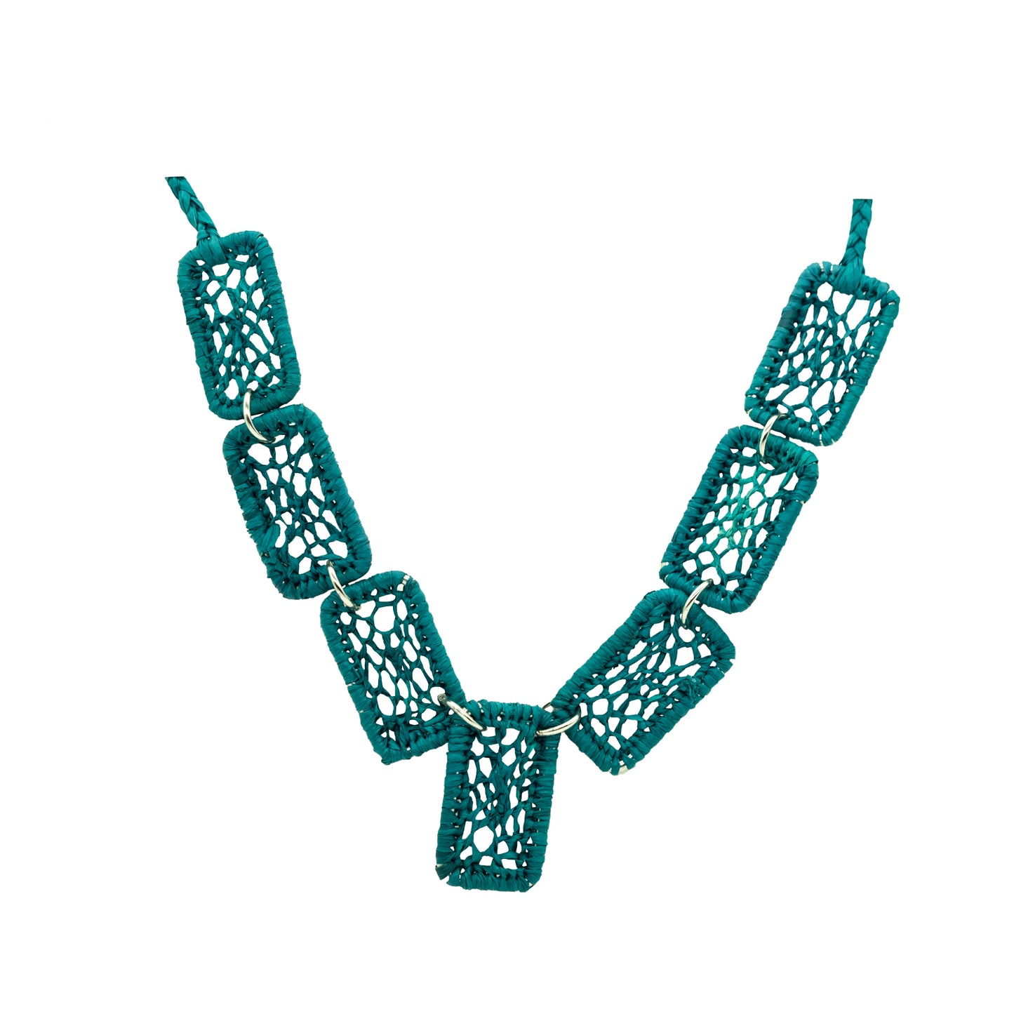 Collier rafia rectangle dentelle PANO