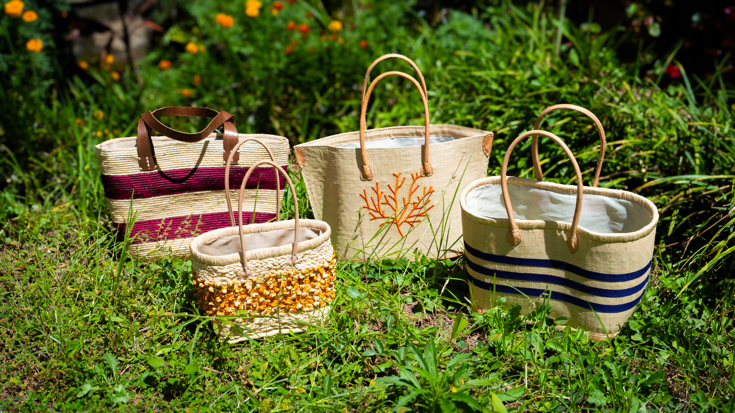 Cabas Toile de rafia à motif KORALY