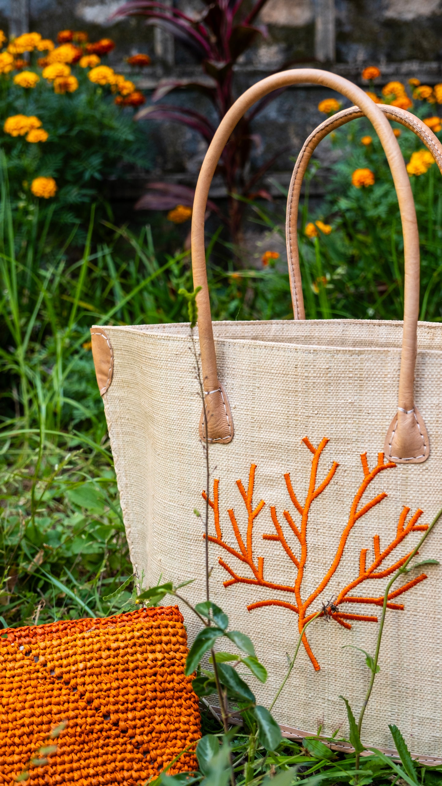 Cabas Toile de rafia à motif KORALY