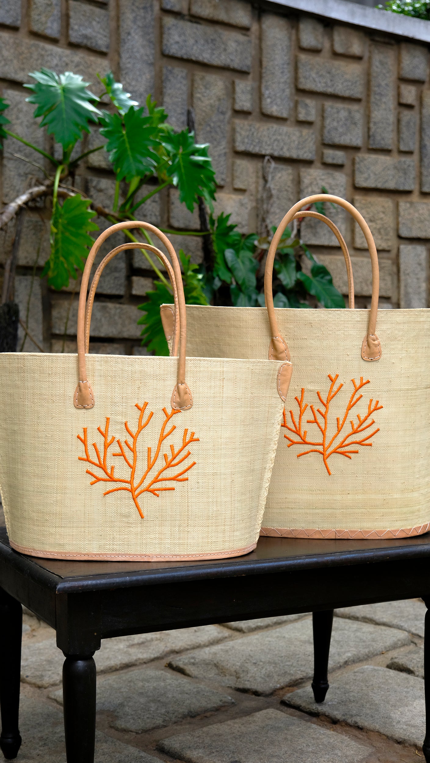 Cabas Toile de rafia à motif KORALY