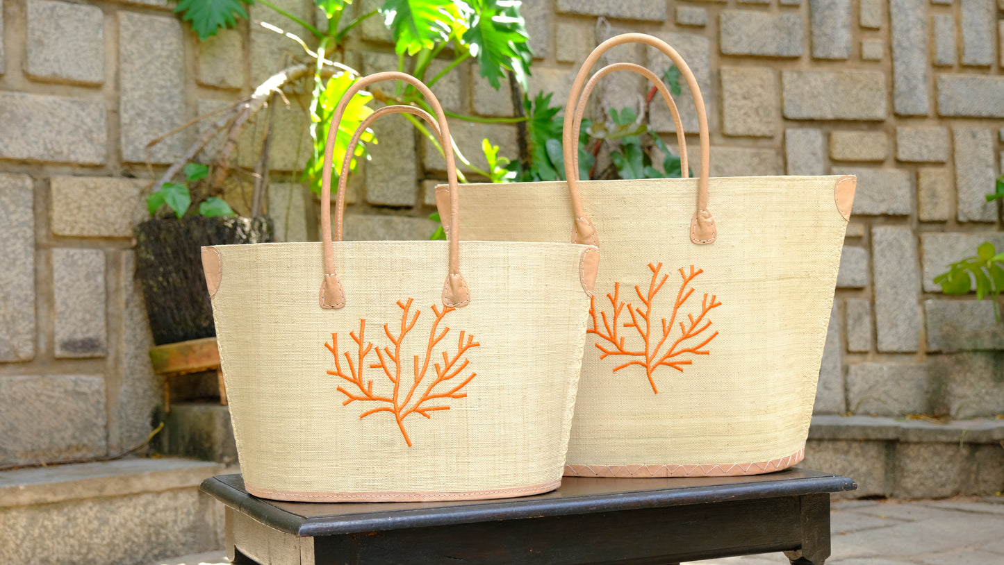 Cabas Toile de rafia à motif KORALY