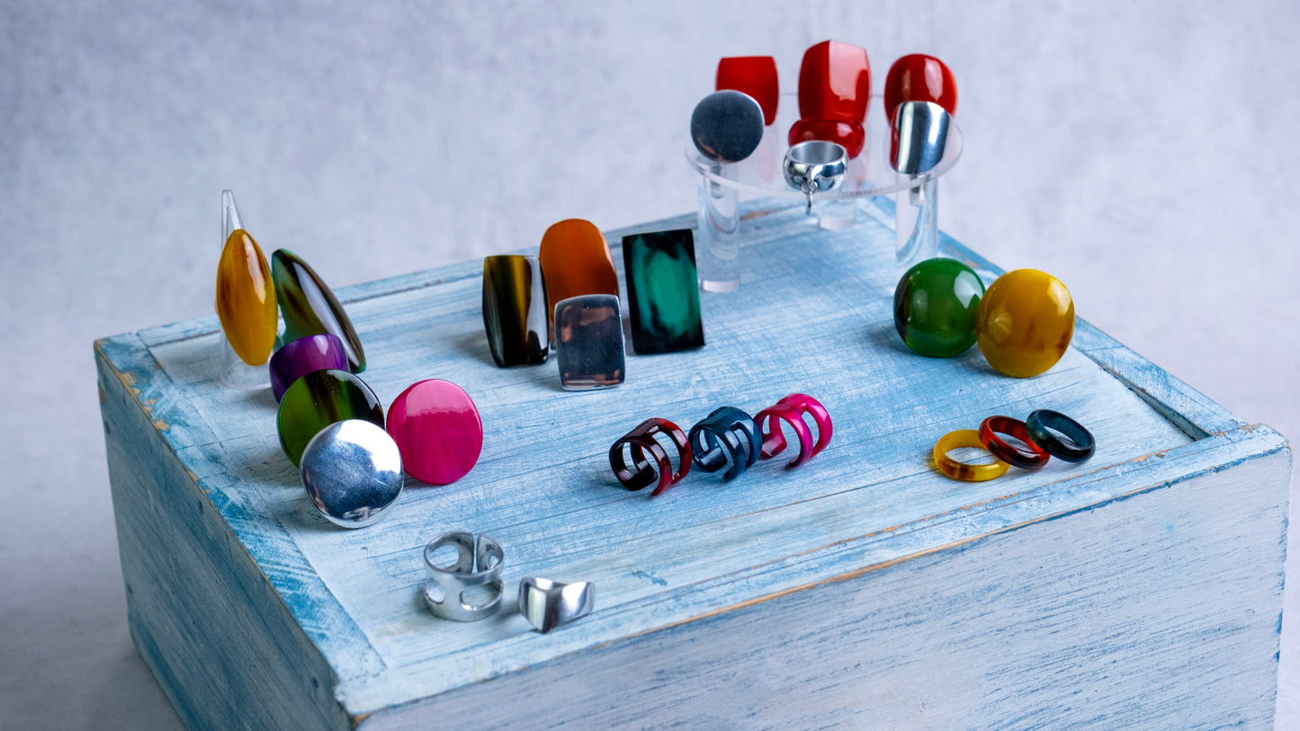 Bague corne rectangle unie VATOVAVY